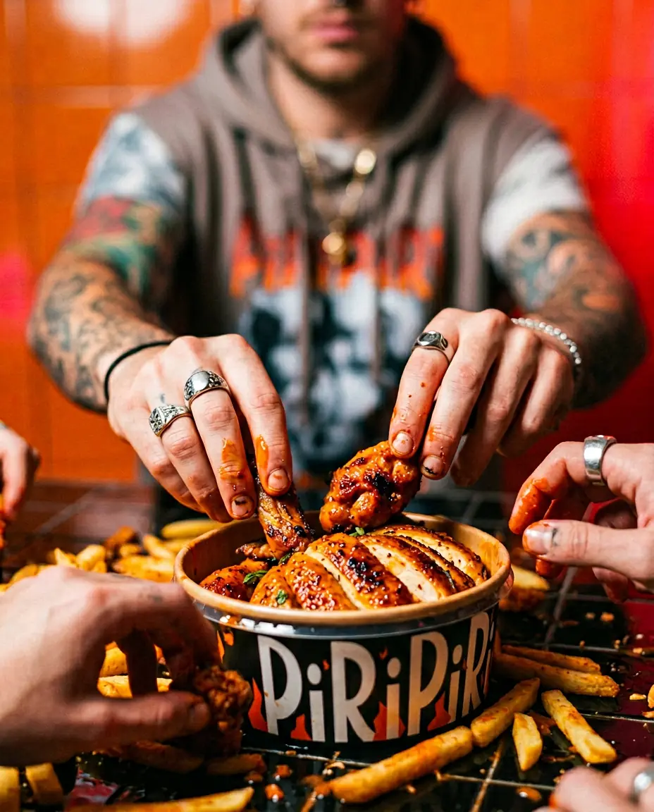 Disfrutando un cubo Piri Piri
